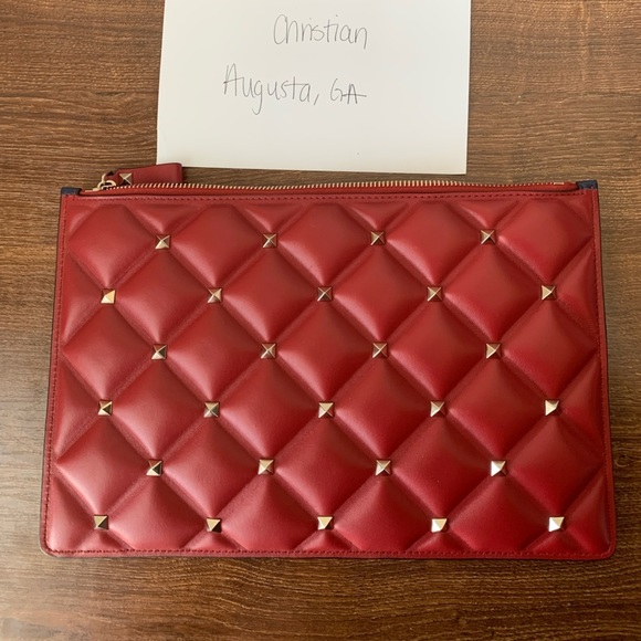 Valentino quilted leather x studs Clutch bag Red x Blue - Picture 7 of 9